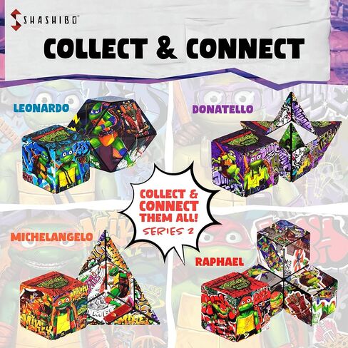 صندوق تغيير شكل سلاحف النينجا من Shashibo - مكعب ألغاز مغناطيسي حائز على جائزة وحاصل على براءة اختراع مع 36 مغناطيس أرضي نادر - مكعب فيدجيت يتحول إلى أكثر من 70 شكلًا (سلسلة ميكي 2) in Kuwait