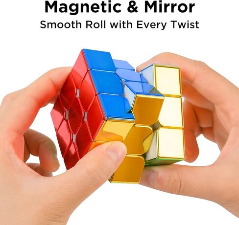 D-FantiX Magnetic Mirror Reflective Stickerless Speed Cube 2x2, Cyclone Boys Original Shiny Cool Magic Cube, Brain Teaser Puzzles Mini Cube, Personalized Birthday Gift for Kids Teens Adults in Kuwait