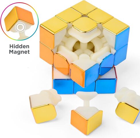 D-FantiX Magnetic Mirror Reflective Stickerless Speed Cube 2x2, Cyclone Boys Original Shiny Cool Magic Cube, Brain Teaser Puzzles Mini Cube, Personalized Birthday Gift for Kids Teens Adults in Kuwait
