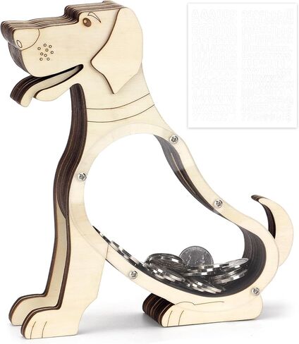 AORCMITN كلب خشبي حصالة على شكل حيوان Boalord للبنين أطفال بنات واضح المال الحقيقي حصالة نقود معدنية هدايا للأطفال طفل بالغ in Kuwait