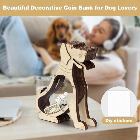 AORCMITN كلب خشبي حصالة على شكل حيوان Boalord للبنين أطفال بنات واضح المال الحقيقي حصالة نقود معدنية هدايا للأطفال طفل بالغ in Kuwait