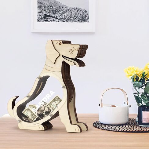 AORCMITN كلب خشبي حصالة على شكل حيوان Boalord للبنين أطفال بنات واضح المال الحقيقي حصالة نقود معدنية هدايا للأطفال طفل بالغ in Kuwait