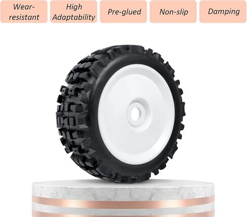 RC Station 1/8 Scale RC Buggy Tires 17mm Hex RC Wheels and Tires PreGlued 17mm Hex 1/8 RC Buggy Tires and Wheels with Foam Inserts, for Arrma Typhon 6S 3S Talion 6S, Team Losi 8IGHT, HPI 4PCS in Saudi Arabia