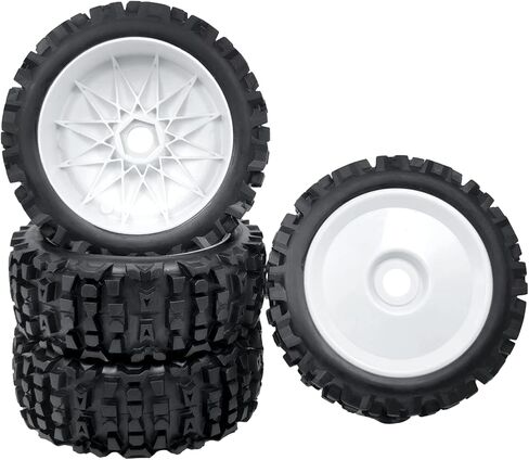 RC Station 1/8 Scale RC Buggy Tires 17mm Hex RC Wheels and Tires PreGlued 17mm Hex 1/8 RC Buggy Tires and Wheels with Foam Inserts, for Arrma Typhon 6S 3S Talion 6S, Team Losi 8IGHT, HPI 4PCS in Saudi Arabia