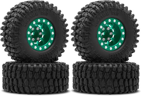 OGRC 1.0 Wheels Deep Dish Rims Negative Offset 7mm Wheels with New Compound 1.0 Tires for Axial SCX24 Gladiator Bronco C10 JLU Deadbolt RC Crawler Upgrades Parts (Black) in Kuwait