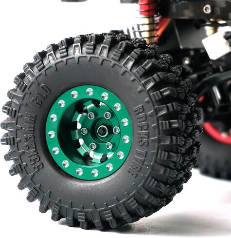OGRC 1.0 Wheels Deep Dish Rims Negative Offset 7mm Wheels with New Compound 1.0 Tires for Axial SCX24 Gladiator Bronco C10 JLU Deadbolt RC Crawler Upgrades Parts (Black) in Kuwait