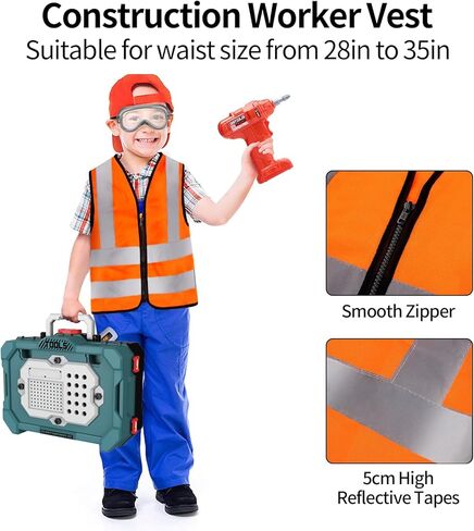 Deejoy Kids Tool Bench with Realistic Tools and Electric Drill, 79 Pcs Transformable Kids Tool Set with Clothes, Toddler Tool Bench Pretend Play Learning Gift for Boys & Girls Age 3-5 (Green) in Kuwait