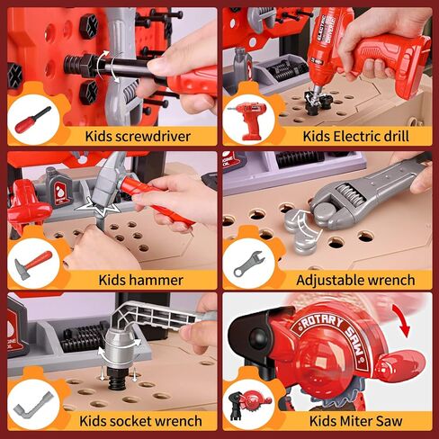 Deejoy Kids Tool Bench with Realistic Tools and Electric Drill, 79 Pcs Transformable Kids Tool Set with Clothes, Toddler Tool Bench Pretend Play Learning Gift for Boys & Girls Age 3-5 (Green) in Saudi Arabia