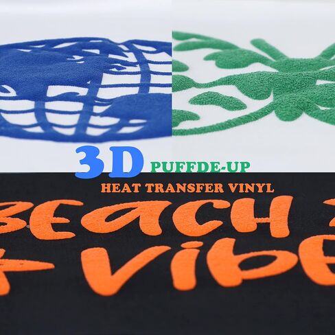 RENLITONG 3D Puff HTV Matte Heat Transfer Vinyl Roll 12 بوصة × 10 قدم يمكن كيها للضغط الحراري تي شيرت لجميع تصميمات الفينيل الحراري لآلة القطع (10 أقدام، 3D نفخة بيضاء) in Kuwait