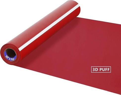 RENLITONG 3D Puff HTV Matte Heat Transfer Vinyl Roll 12" x 10ft Iron on for Heat Press T Shirt for All Cutter Machine Heat Vinyl Design (10 ft, 3D Puff White) in Kuwait