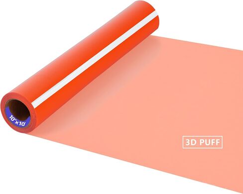RENLITONG 3D Puff HTV Matte Heat Transfer Vinyl Roll 12 بوصة × 10 قدم يمكن كيها للضغط الحراري تي شيرت لجميع تصميمات الفينيل الحراري لآلة القطع (10 أقدام، 3D نفخة بيضاء) in Kuwait