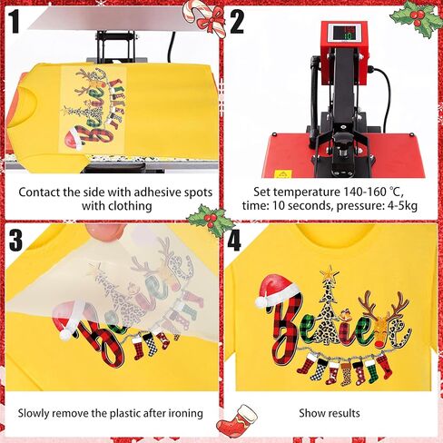 12 قطعة عيد الميلاد الحديد على النقل للقمصان لطيف عيد الميلاد نقل الحرارة الشارات مع سانتا الرنة شجرة عيد الميلاد in Kuwait