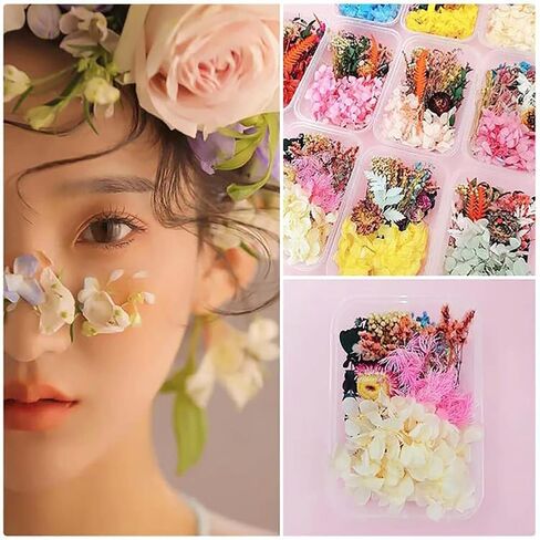 Dried Flowers for Resin Jewelry molds with Tweezers, Real Pressed Dry Flower Leaves Mixed Multiple Colorful, for DIY Crafts Nail Art Candle Soap Making Phone Case Jewelry Pendant Floral Decors in Saudi Arabia