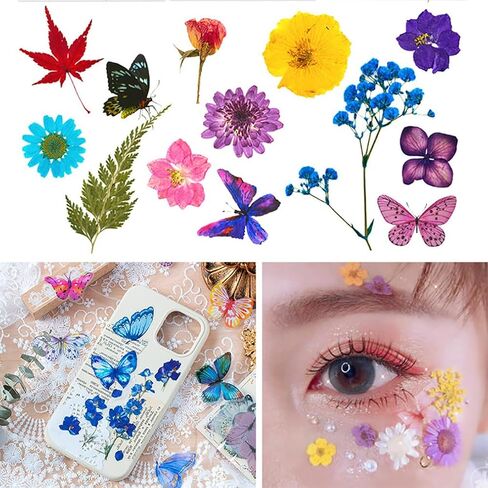 Dried Flowers for Resin Jewelry molds with Tweezers, Real Pressed Dry Flower Leaves Mixed Multiple Colorful, for DIY Crafts Nail Art Candle Soap Making Phone Case Jewelry Pendant Floral Decors in Saudi Arabia