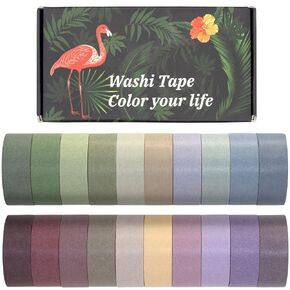 MOOKER 39 Rolls Washi Tape Set - Morandi Colored Masking Tape, Thin Vintage Tape for Journaling, Scrapbooking Supplies, Crafts Aesthetic, Christmas Gift (Nature Color 10mm)