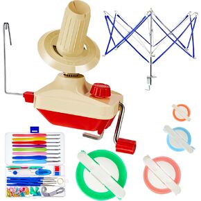 Hand Operated Yarn Ball Winder 3.5 Ounce and Umbrella Swift Basic Combo Set, Wool Pompom Maker, 16 Assorted Sizes Knitting and Crochet Kit for Women Men Hand Thread Weaving Stitch Craft Maker Supply in Saudi Arabia