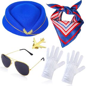 Beelittle Women's Stewardess Costume Accessories Flight Attendant Hat with Air Hostess Cosplay Costume Accessories in Kuwait