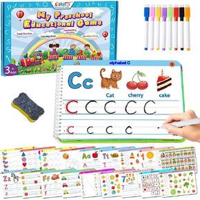 ALIANFLY Montessori Preschool Learning Tracing Workbook - Toddler Alphabet and Numbers Handwriting Practice Busy Activity Book Dry Erase, Autism Materials Prek Educational Toy for Kids Age 3 4 5