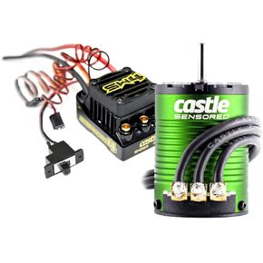 Castle Creations Sidewinder 4 Sensorless ESC & 1410 3800KV Brushless Motor Upgrade for 1/10 RC Vehicles SCT Edition, Black, Green in Saudi Arabia