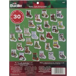 Bucilla Counted Cross Stitch Ornament Kit, 84293 Tiny Stocking, White in Saudi Arabia