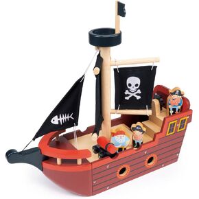 mentari Fishbones Pirate Ship Imaginative Play Toy, 14.96-inch Length, Wood, Boys, Girls in Saudi Arabia