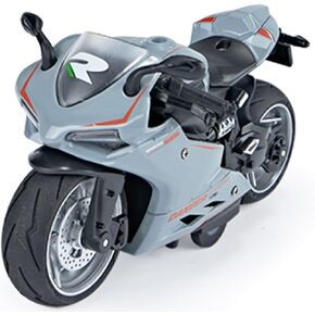 Pull Back Motorcycle Toys, Pullback Gift with Music Light, Race Motorcycles Toy for Boys Kids Age Over 3 4 5 6 7 8 Year Old (GrayOrange)