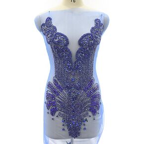 Luxury Rhinestones Handmade Sparkly Large Red Crystals Bodice Applique Patch for Prom Dresses in Saudi Arabia