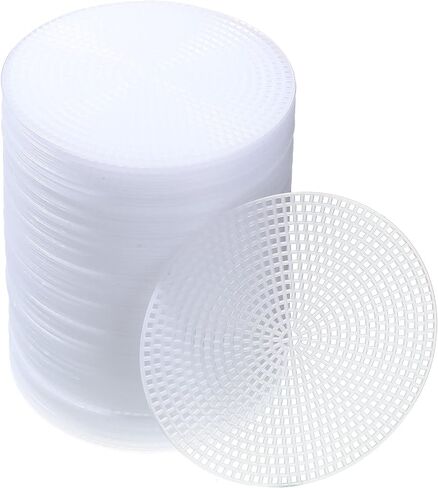 7 Count Circle Plastic Canvas Mesh Sheets Plastic Canvas White Needlepoint Blank Canvas Plastic Mesh Mat for Needlework Crochet Supplies Embroidery Yarn Crafting Knit (4.5 Inch) in Saudi Arabia