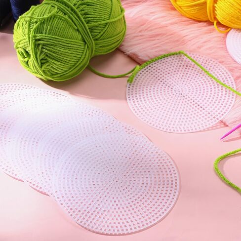7 Count Circle Plastic Canvas Mesh Sheets Plastic Canvas White Needlepoint Blank Canvas Plastic Mesh Mat for Needlework Crochet Supplies Embroidery Yarn Crafting Knit (4.5 Inch) in Saudi Arabia