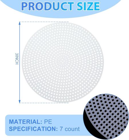 7 Count Circle Plastic Canvas Mesh Sheets Plastic Canvas White Needlepoint Blank Canvas Plastic Mesh Mat for Needlework Crochet Supplies Embroidery Yarn Crafting Knit (4.5 Inch) in Saudi Arabia