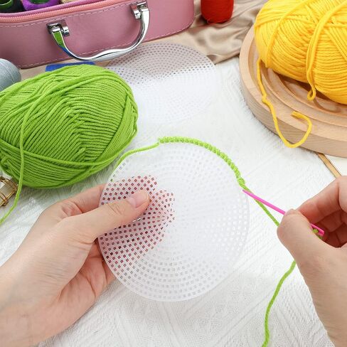 7 Count Circle Plastic Canvas Mesh Sheets Plastic Canvas White Needlepoint Blank Canvas Plastic Mesh Mat for Needlework Crochet Supplies Embroidery Yarn Crafting Knit (4.5 Inch) in Saudi Arabia