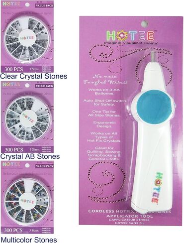 HOTEE Cordless Hotfix Rhinestones Applicator Tool Wand Setter Bedazler Starters Kit with Hotfix Crystals Rhinestones in Easy to Store Cases- #SET1 in Saudi Arabia