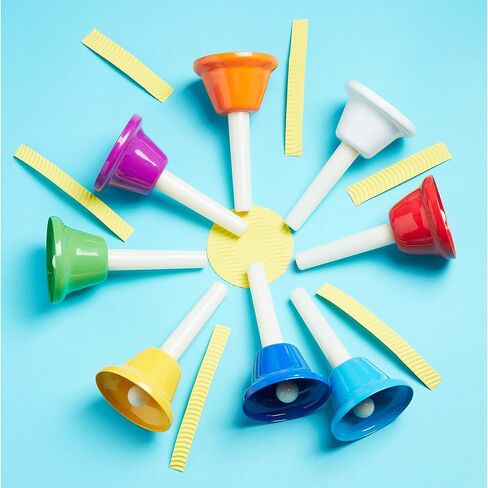 inTemenos 8 Diatonic Color-Coded Hand Bells with Sheet Music Book, Stickers, Musical Dominoes for Children, Adult in Kuwait