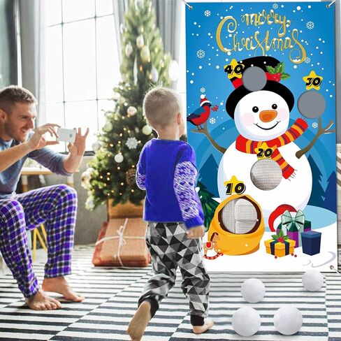 لافتة ألعاب رمي الرجل الثلجي، لعبة حفلة عيد الميلاد الشتوية مع 5 كرات ثلج للأطفال والكبار وتجمع العائلة في الأماكن المغلقة والخارجية لوازم الحفلات المجمدة in Saudi Arabia