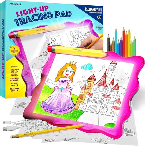 Dan&Darci Light Up Tracing Pad for Kids - Arts & Crafts Art Drawing Tracer Board for Girls & Boys Ages 5-12 - Birthday Toys Gift Ideas for Girl or Boy 5+ Year Old Best Christmas Gift Toy - 6 7 8 9 10 in Saudi Arabia