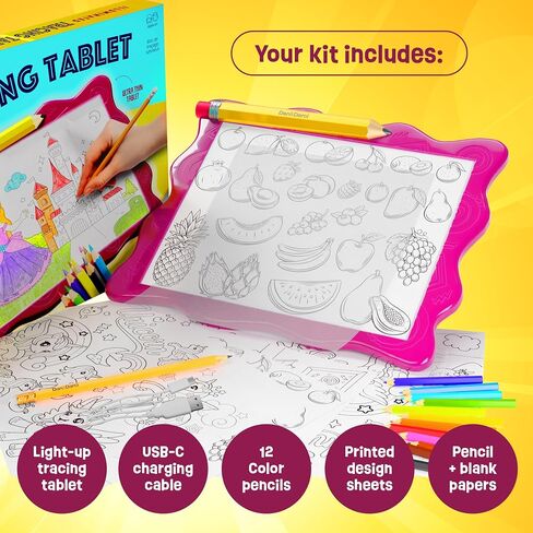 Dan&Darci Light Up Tracing Pad for Kids - Arts & Crafts Art Drawing Tracer Board for Girls & Boys Ages 5-12 - Birthday Toys Gift Ideas for Girl or Boy 5+ Year Old Best Christmas Gift Toy - 6 7 8 9 10 in Saudi Arabia