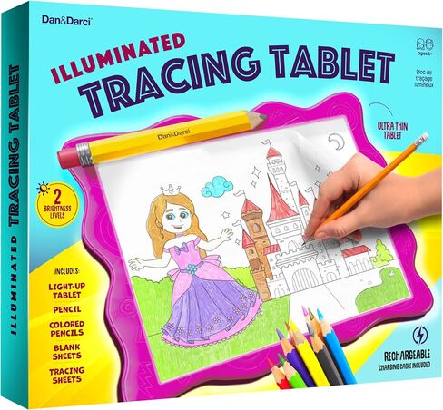 Dan&Darci Light Up Tracing Pad for Kids - Arts & Crafts Art Drawing Tracer Board for Girls & Boys Ages 5-12 - Birthday Toys Gift Ideas for Girl or Boy 5+ Year Old Best Christmas Gift Toy - 6 7 8 9 10 in Saudi Arabia