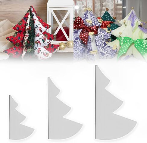 3 PCS Fabric Christmas Tree Sewing Template, 8/12/15 inch DIY Handmade Christmas Tree Quilting Set Pattern Template, Creative DIY Cut On Fold Christmas Tree Quilting Templates Xmas Decor (3Pcs) in Kuwait