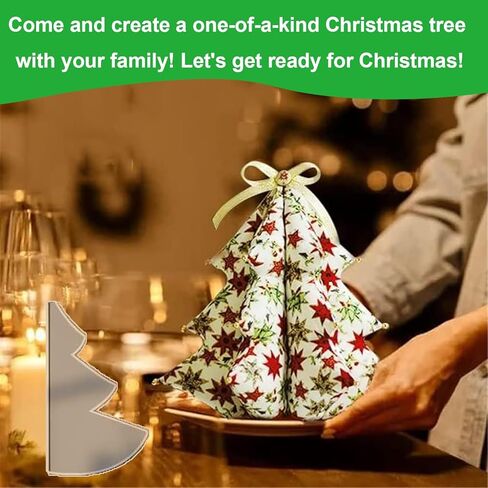 3 PCS Fabric Christmas Tree Sewing Template, 8/12/15 inch DIY Handmade Christmas Tree Quilting Set Pattern Template, Creative DIY Cut On Fold Christmas Tree Quilting Templates Xmas Decor (3Pcs) in Kuwait