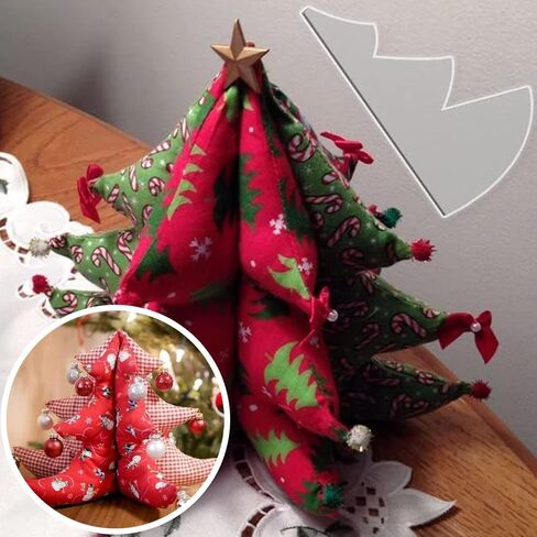 3 PCS Fabric Christmas Tree Sewing Template, 8/12/15 inch DIY Handmade Christmas Tree Quilting Set Pattern Template, Creative DIY Cut On Fold Christmas Tree Quilting Templates Xmas Decor (3Pcs) in Kuwait