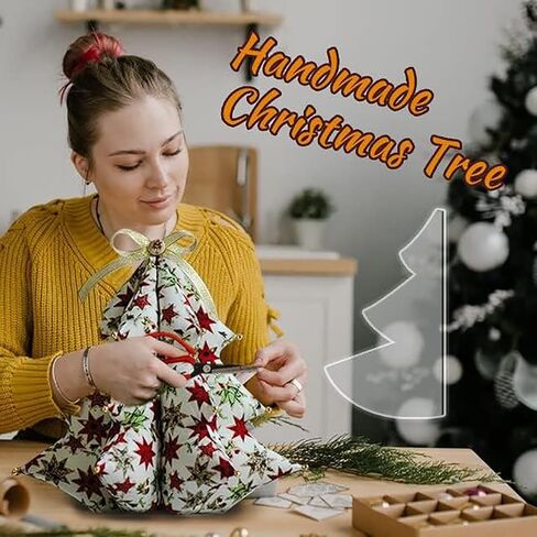 3 PCS Fabric Christmas Tree Sewing Template, 8/12/15 inch DIY Handmade Christmas Tree Quilting Set Pattern Template, Creative DIY Cut On Fold Christmas Tree Quilting Templates Xmas Decor (3Pcs) in Kuwait
