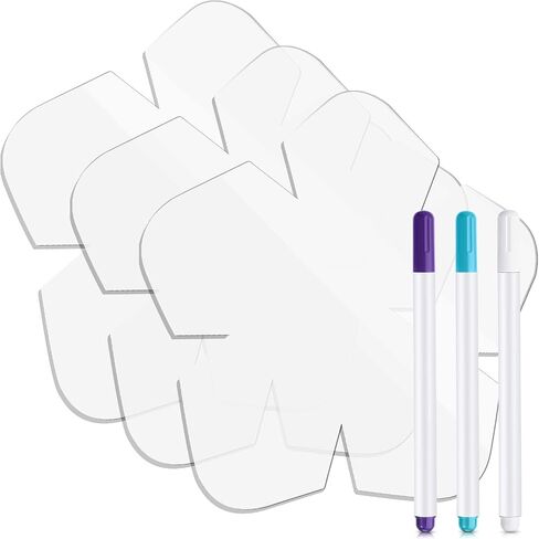 3 Pieces Bowl Cozy Pattern Template 3 Sizes 8/10/12 Inch Clear Acrylic Bowl Wrap Sewing Pattern Template with 3 Pieces Water Soluble Pen Bowl Batting Quilting Template Cut on Fold Stencil (Cute Edge) in Kuwait