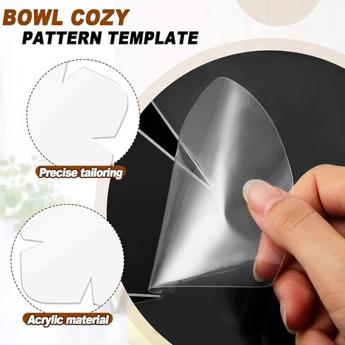 3 Pieces Bowl Cozy Pattern Template 3 Sizes 8/10/12 Inch Clear Acrylic Bowl Wrap Sewing Pattern Template with 3 Pieces Water Soluble Pen Bowl Batting Quilting Template Cut on Fold Stencil (Cute Edge) in Kuwait