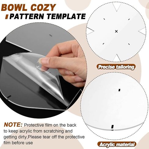 3 Pieces Bowl Cozy Pattern Template 3 Sizes 8/10/12 Inch Clear Acrylic Bowl Wrap Sewing Pattern Template with 3 Pieces Water Soluble Pen Bowl Batting Quilting Template Cut on Fold Stencil (Cute Edge) in Saudi Arabia