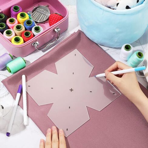 3 Pieces Bowl Cozy Pattern Template 3 Sizes 8/10/12 Inch Clear Acrylic Bowl Wrap Sewing Pattern Template with 3 Pieces Water Soluble Pen Bowl Batting Quilting Template Cut on Fold Stencil (Cute Edge) in Saudi Arabia