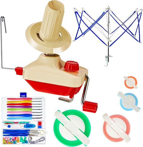 Hand Operated Yarn Ball Winder 3.5 Ounce and Umbrella Swift Basic Combo Set, Wool Pompom Maker, 16 Assorted Sizes Knitting and Crochet Kit for Women Men Hand Thread Weaving Stitch Craft Maker Supply in Saudi Arabia