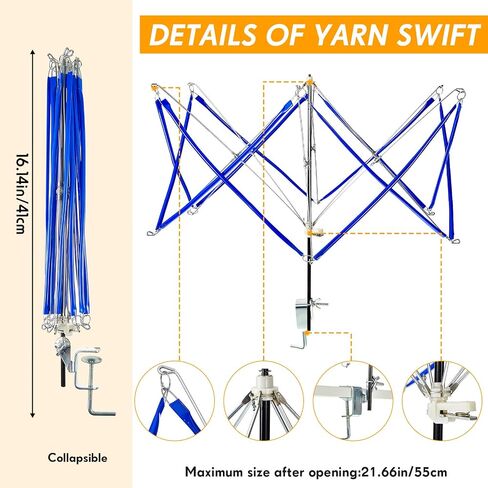Hand Operated Yarn Ball Winder 3.5 Ounce and Umbrella Swift Basic Combo Set, Wool Pompom Maker, 16 Assorted Sizes Knitting and Crochet Kit for Women Men Hand Thread Weaving Stitch Craft Maker Supply in Saudi Arabia
