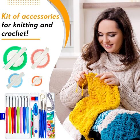 Hand Operated Yarn Ball Winder 3.5 Ounce and Umbrella Swift Basic Combo Set, Wool Pompom Maker, 16 Assorted Sizes Knitting and Crochet Kit for Women Men Hand Thread Weaving Stitch Craft Maker Supply in Saudi Arabia