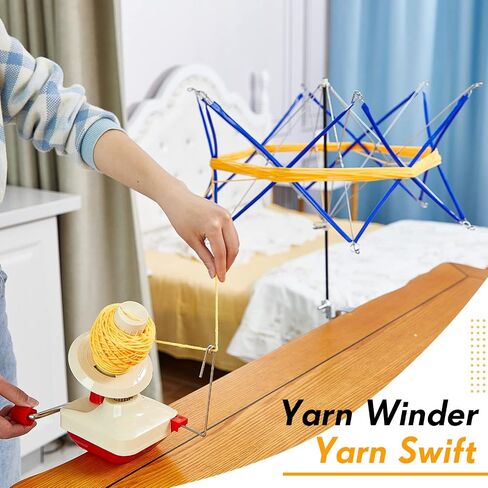 Hand Operated Yarn Ball Winder 3.5 Ounce and Umbrella Swift Basic Combo Set, Wool Pompom Maker, 16 Assorted Sizes Knitting and Crochet Kit for Women Men Hand Thread Weaving Stitch Craft Maker Supply in Saudi Arabia