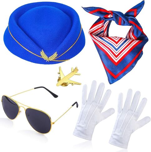 Beelittle Women's Stewardess Costume Accessories Flight Attendant Hat with Air Hostess Cosplay Costume Accessories in Kuwait